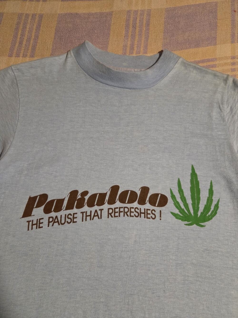 Vintage 70s Pakalolo Hawaiian Weed T Shirt Cannabis Marijuana Pause Refreshes